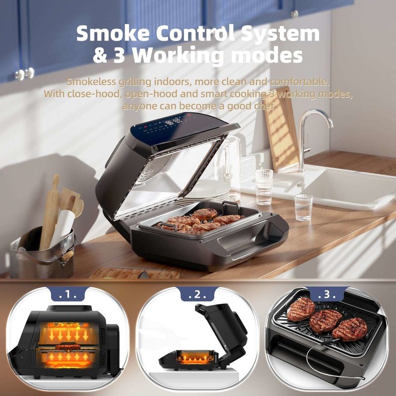 Home Smart 10l 7 w 1 Fryer bez oleju Obserwacja okna Power Xl Air Flyer Fryer Grill