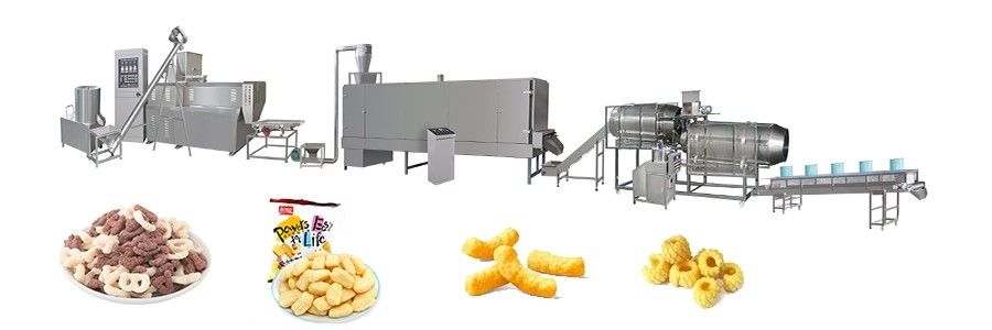 Automatyczna linia produkcyjna przekąsek Maszyna sterowana przez PLC Ekstruder 120KW Moc 5000 KG Waga