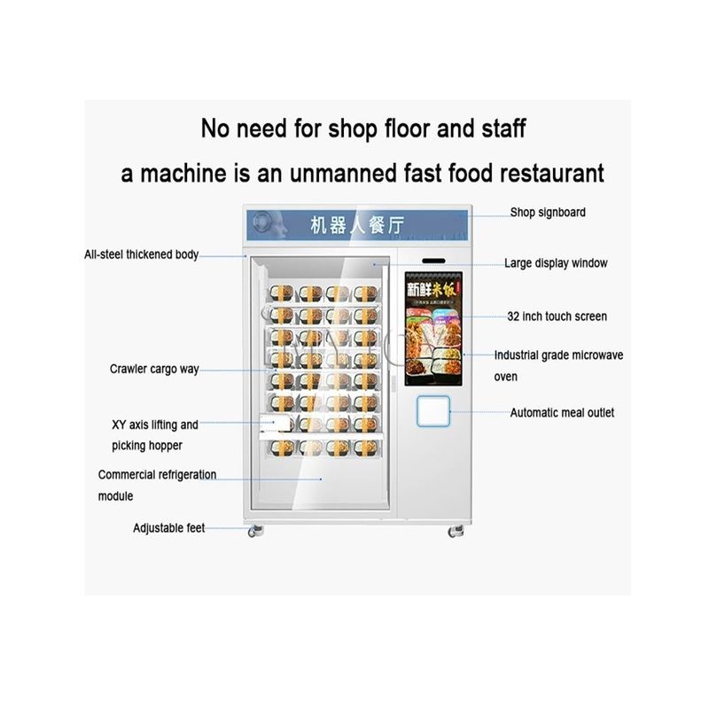 Gorąca sprzedaż Fast Food Kawa Cupcake Automatyczny 32 cali ekran dotykowy Mikrowave Heating Vending Machine